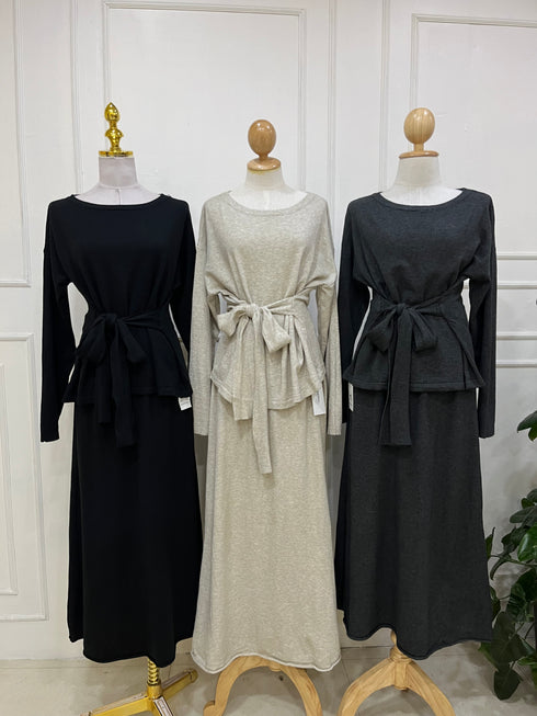 Premium Quality Knitted Waist Tie Pullover with Long Skirts